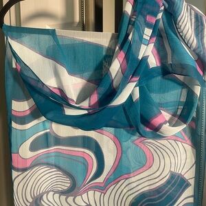 Swirling Blue and Pink Abstract Scarf